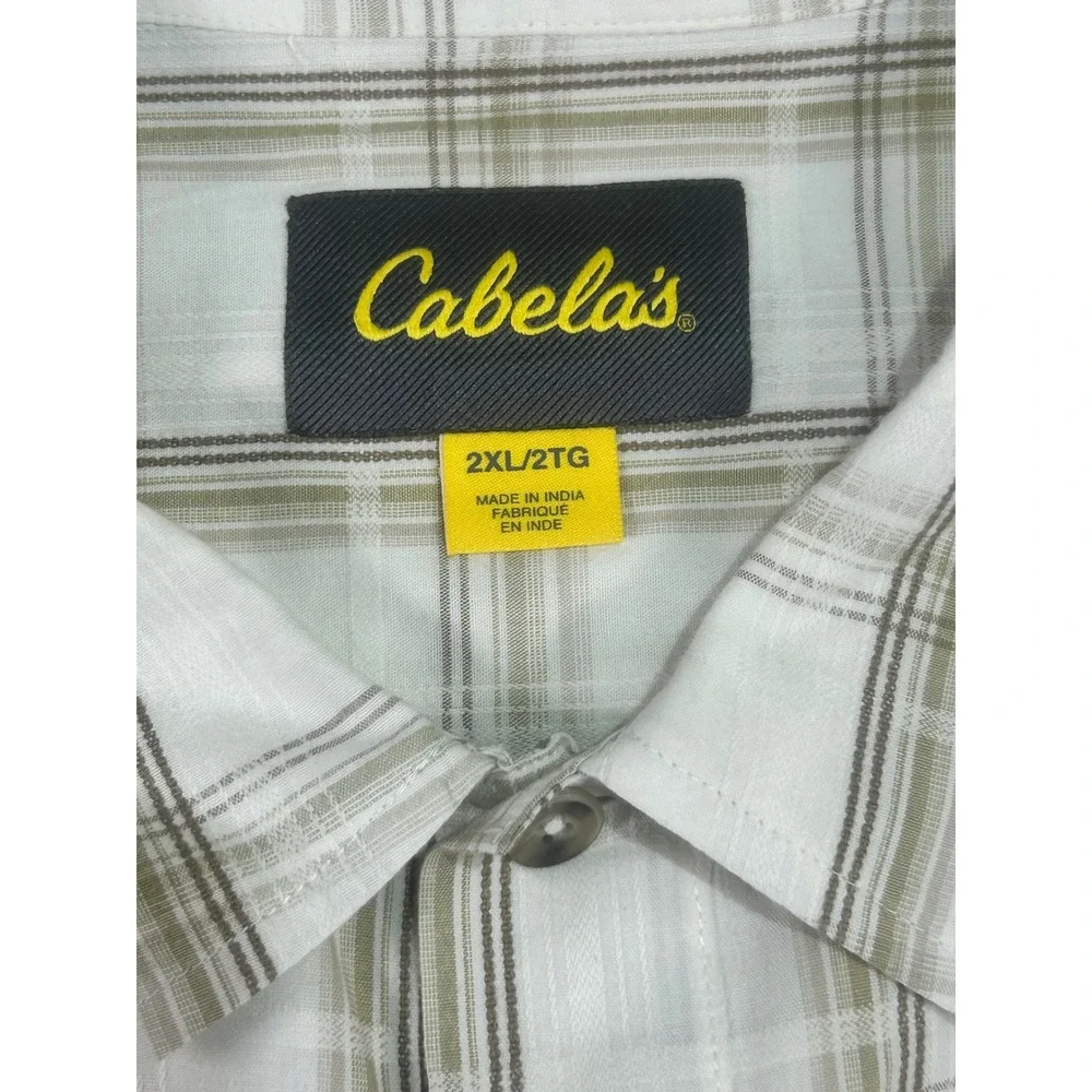 Cabelas Lot of 2 Mens 2XL Reg Plaid Short Sleeve Button‎ Up Shirt Casual Outdoor - Picture 10 of 12